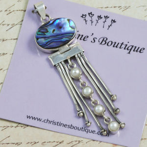 Abalone & Pearl Dangle 925 SS Pendant for Necklace